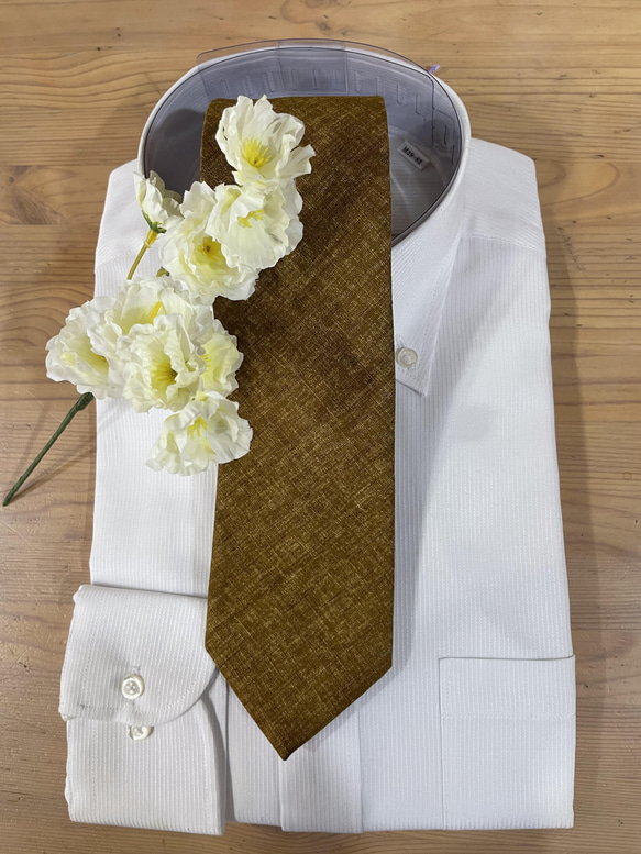 日本の伝統色ネクタイ　黄土色 7枚目の画像