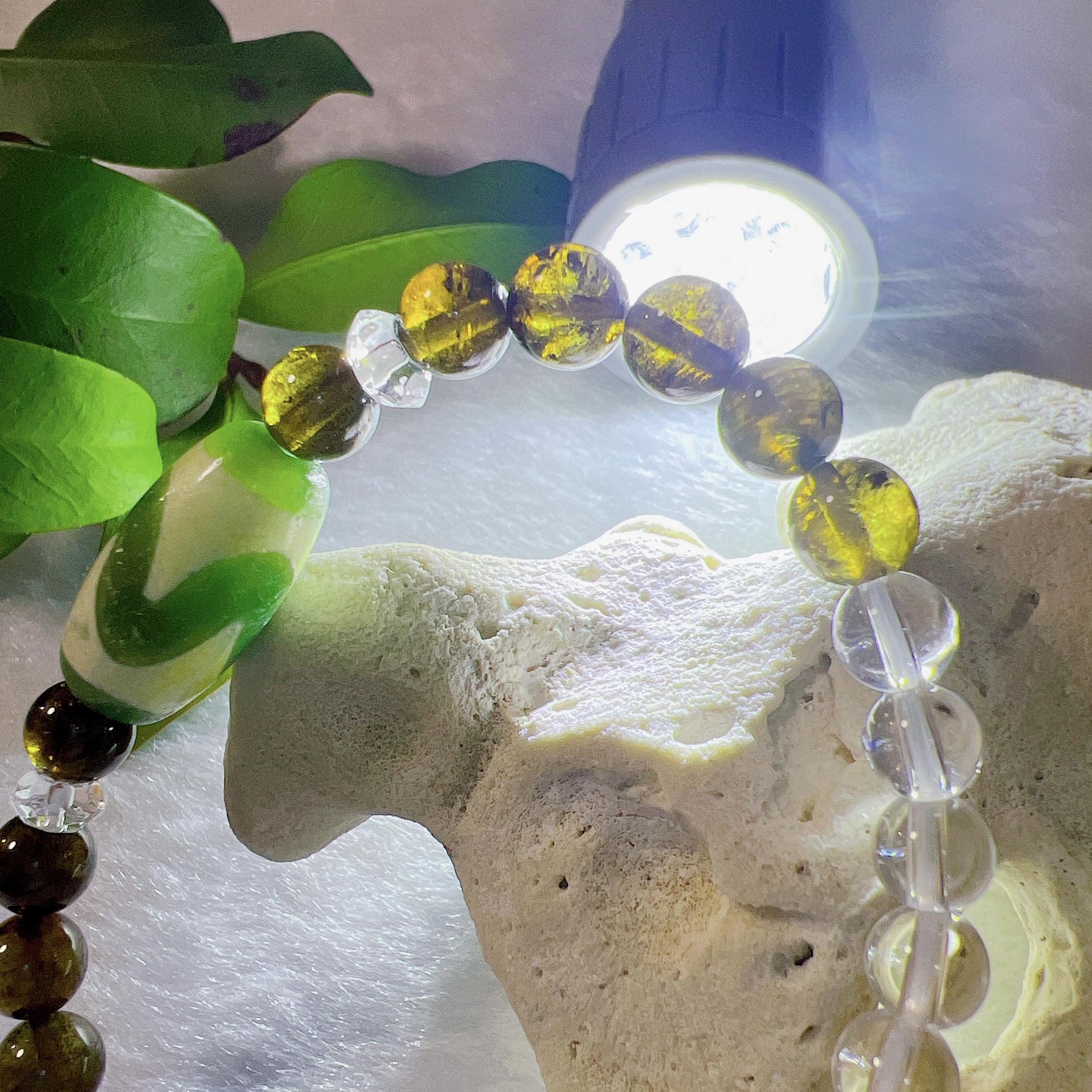 超希少石＋馬蹄痕＋水紋天珠☆緑玉髄☆クリノゾイサイト☆