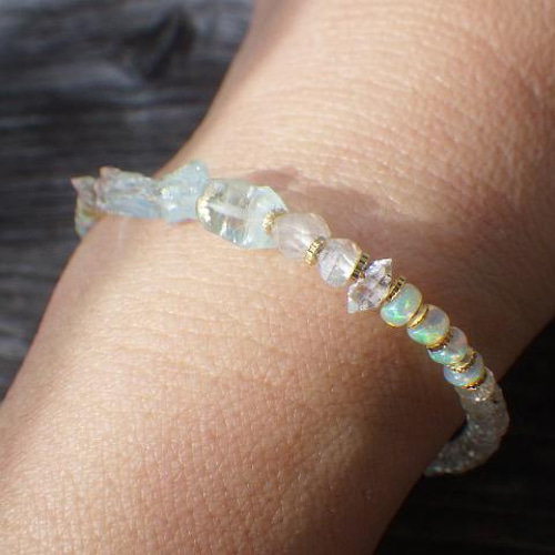 14kgf *Raw Rough Aquamarine & Harkimer &Opal オパール