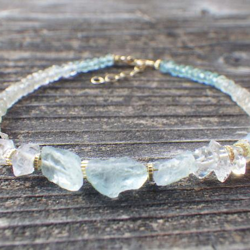 14kgf *Raw Rough Aquamarine & Harkimer &Opal オパール