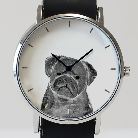 黒パグの腕時計 2枚目の画像