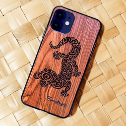 iPhone 【GECKO】アイフォンケース　ウッドケース　木製　ゲッコー　ハワイ　海系　小笠原　ヤモリ　アジアン 1枚目の画像