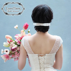 ヘッドドレス【リボン】(H-162)| ウエディング 前撮り 結婚式 花嫁 韓国  披露宴  クラシカ ボンネ シニヨン 3枚目の画像