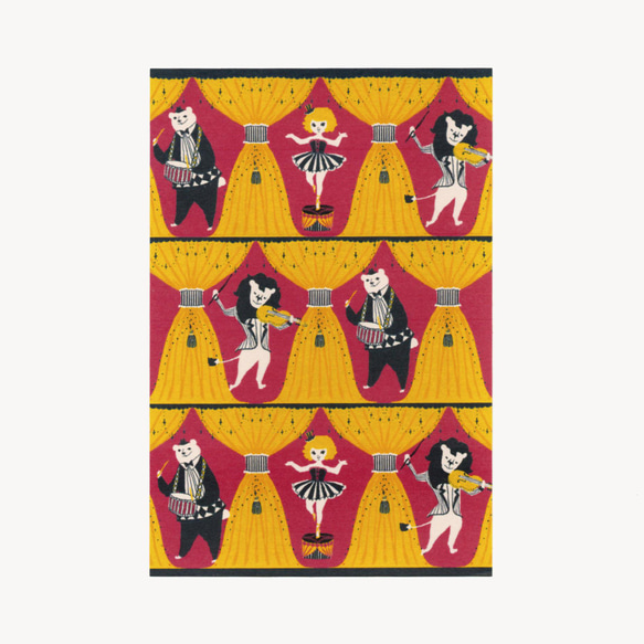 ポストカード「サーカス団」 3枚入　ライオンとクマと女の子のサーカス団 2枚目の画像