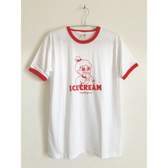 ICE CREAM GIRL Tee / M リンガーTシャツ 1枚目の画像