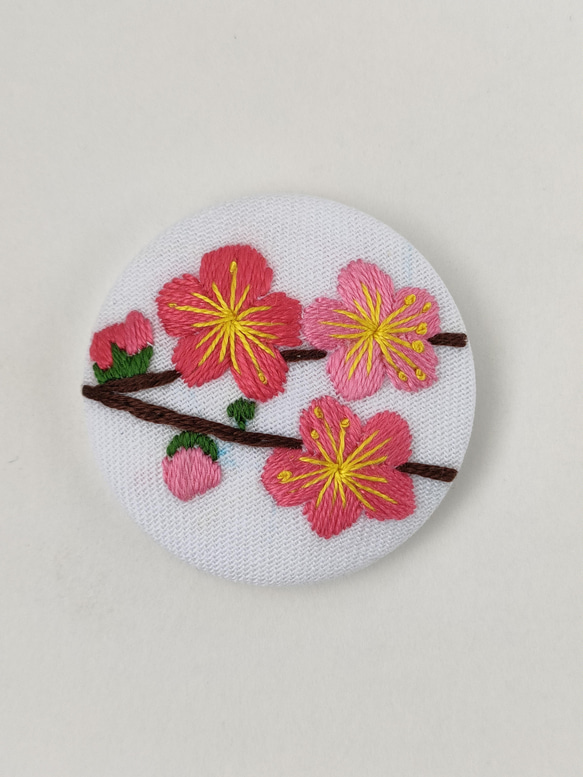 【受注製作】梅の花刺繍ブローチ　春　ピンク　入学式　卒業式　ひな祭り 7枚目の画像