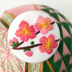 【受注製作】梅の花刺繍ブローチ　春　ピンク　入学式　卒業式　ひな祭り 2枚目の画像