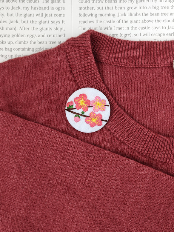 【受注製作】梅の花刺繍ブローチ　春　ピンク　入学式　卒業式　ひな祭り 9枚目の画像