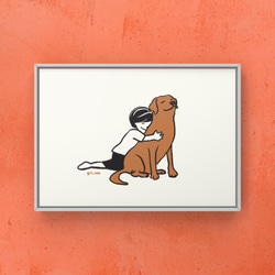 ラブラドールレトリバー【バックハグ】A4ポスター　犬　ペット　イラスト　うちの子 3枚目の画像