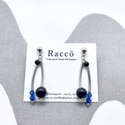 black & swarovski  pierce (カプリブルー)ステンレスピアス 1枚目の画像