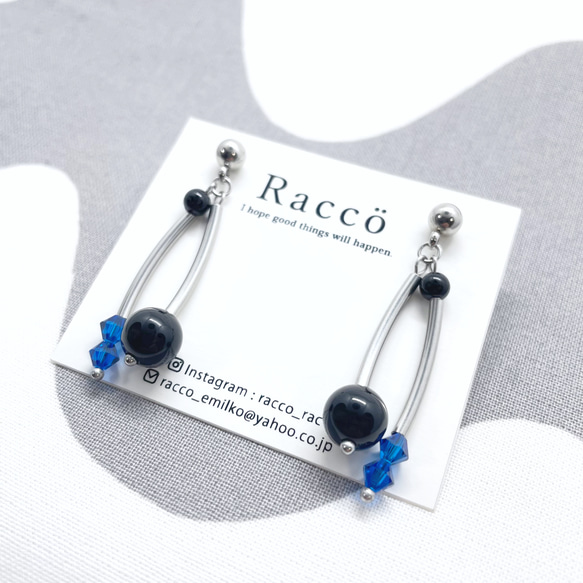 black & swarovski  pierce (カプリブルー)ステンレスピアス 4枚目の画像