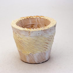 陶器製（2.5号ポット相当）多肉植物の欲しがる植木鉢 NSSc-2079イエロー 1枚目の画像