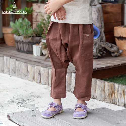 リネン】サルエルパンツ 130サイズ / ブラウン 子供服 RAINBOW WATER  