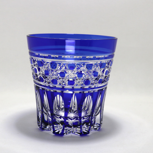 江戸切子 ロックグラス 瑠璃 八角籠目 木箱入り グラス 江戸切子専門店