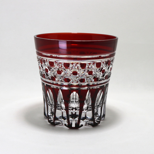 江戸切子 ロックグラス 赤 八角籠目 木箱入り グラス 江戸切子専門店