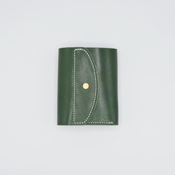 シンプルな3つ折り財布（栃木レザー、緑色） 1枚目の画像