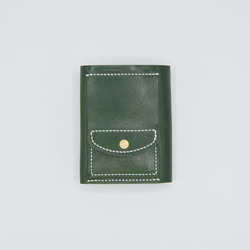 シンプルな3つ折り財布（栃木レザー、緑色） 3枚目の画像