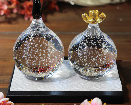 ガラスのお雛様 雫」【箱付き】シンプル 飾りやすい 可愛い ナチュラル