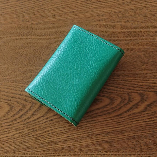 【 イタリアンレザー 】 ミニ財布 （ グリーン ）【ハンドメイド】 小さくてもしっかり収納 札入れ付きコンパクト財布 イタリアン