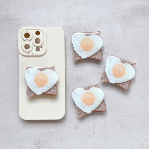 ハートな目玉焼きトースト スマホアクセサリー スマホグリップ スマホ