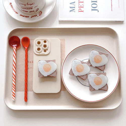 ハートな目玉焼きトースト スマホアクセサリー スマホグリップ スマホ