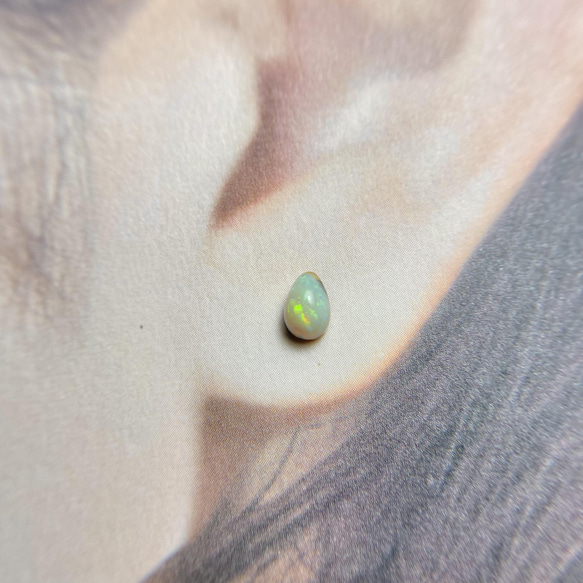 天然ボルダーオパール14kgf両耳ピアス☆オーストラリア・Yowah産原石から磨いた１点もの！ 2枚目の画像