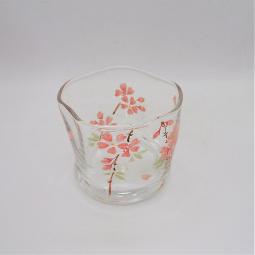 京色絵ガラス「桜」ミニグラス 京絵付けガラス 京都 京焼 清水焼