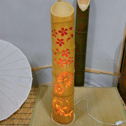 竹灯籠 竹灯り 竹ランプ 炎のゆらめき〜〜春の池〜〜 スタンド