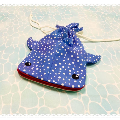☆キット☆ ジンベイザメ巾着袋 ブルー(M) キット まぁ・海のポケット 