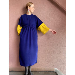 RATA ❤️ 袖子顏色 2 種顏色可選 ❤️ 新款針織連衣裙 ❤️ 適合一件的配色 ❤️ 寬鬆寬長款 ❤️ 海軍藍 ❤️ 第4張的照片
