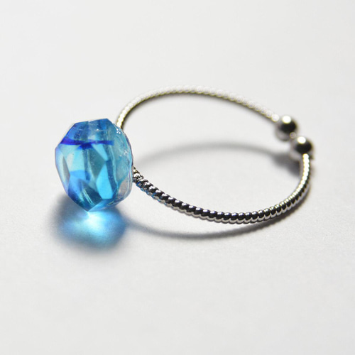 バカラ プシデリック silver 925 指輪 13号 ブルー 雫 リング バカラ