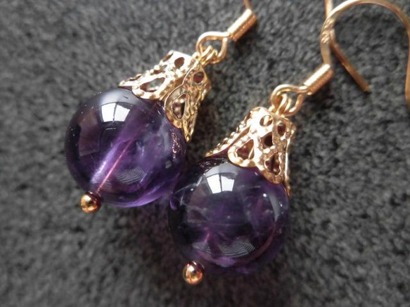 【銀925掛鉤】時尚10mm紫水晶耳環C5 第3張的照片