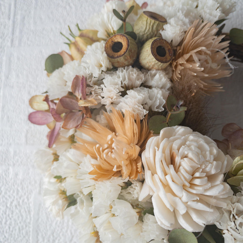 5.ミナヅキハーフリース 生花】秋色みなづきとペッパーベリーのハーフリース/はなどんやキット