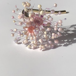ドライフラワーかすみ草花束ポニーフック/ヘアゴム　ペールカラー　春 2枚目の画像