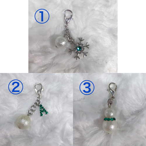 白 合格だるま❄︎雪だるまのお守りチャーム キーホルダー