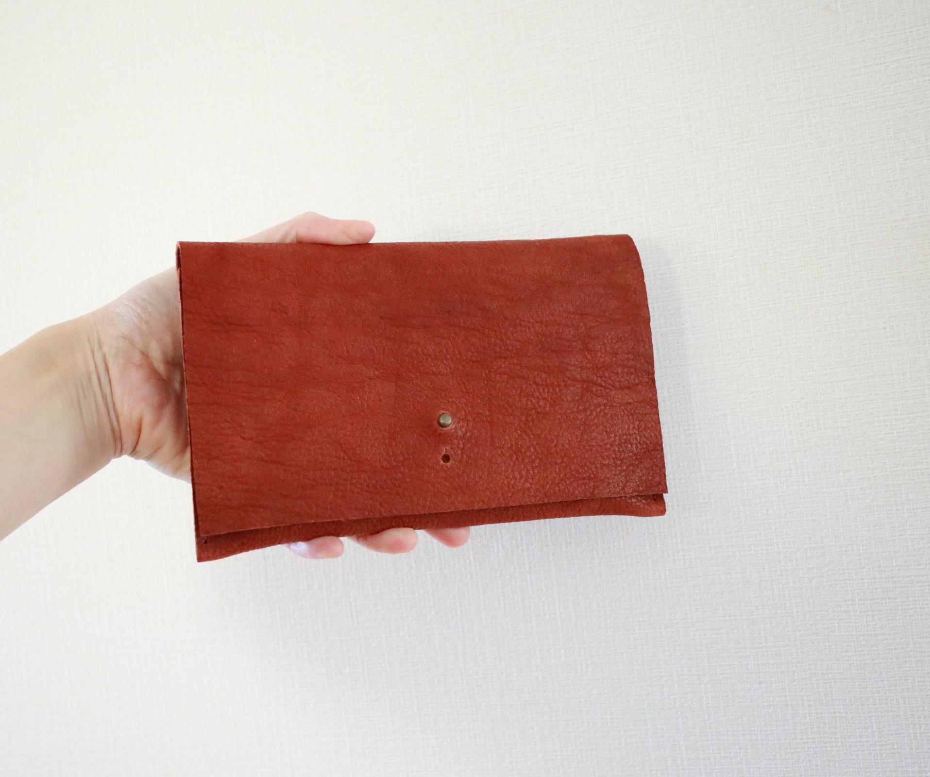 本革シンプルマルチケース＊赤茶色＊母子手帳・お薬手帳・通帳などに