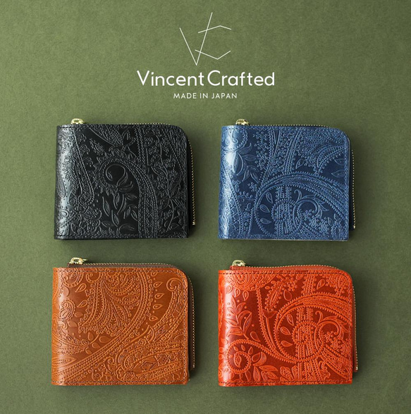 小さい財布 送料無料 栃木レザー 二つ折り財布 ギフトにぴったり L字 ミニ財布 コンパクト財布 本革 ネイビー ヌメ革 4枚目の画像