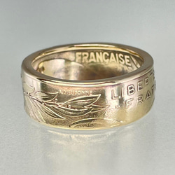 フランス20センティーム銅貨コインリング11号現品即納 2枚目の画像