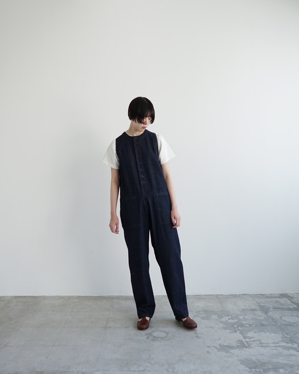 organic cotton 12.5oz denim jeans/overall/indigo 2枚目の画像