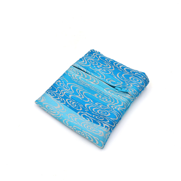 京の錦織　光峯錦織工房　青のラインが美しい　水の柄　ポケット財布 6枚目の画像