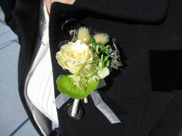 【結婚式・入学式・卒業式】プリザーブド・ドライフラワー ❀コサージュ❀　イエロー 3枚目の画像
