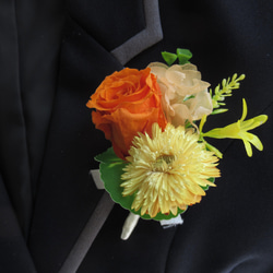 【結婚式・入学式・卒業式】プリザーブド・ドライフラワー ❀コサージュ❀　オレンジ 4枚目の画像
