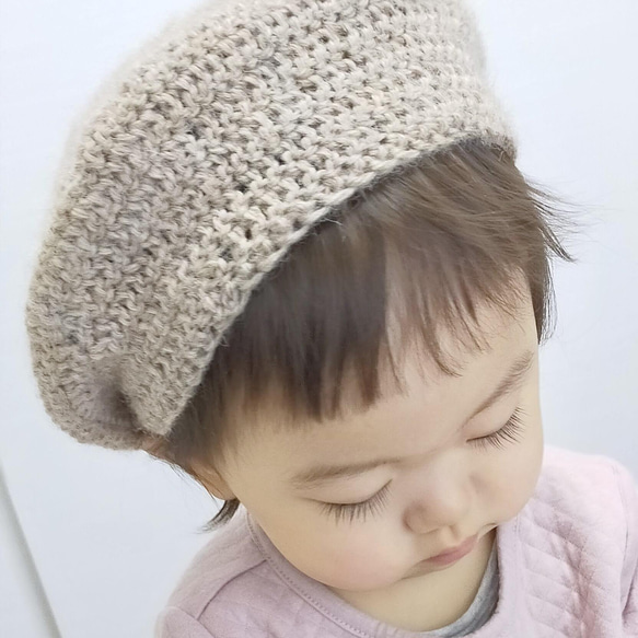 knit beret - flower - ニット帽 ニットベレー帽 帽子 ベビー キッズ 子供 赤ちゃん ベレー帽 春 9枚目の画像