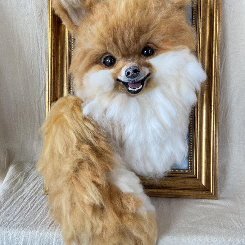 ポメラニアン 愛犬 羊毛フェルト 額 プレゼント 羊毛犬 羊毛 ポメラニアン 愛犬 羊毛フェルト 額 プレゼント 羊毛犬 羊毛