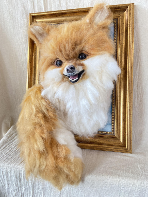 ポメラニアン 愛犬 羊毛フェルト 額 プレゼント 羊毛犬 羊毛 ポメラニアン 愛犬 羊毛フェルト 額 プレゼント 羊毛犬 羊毛