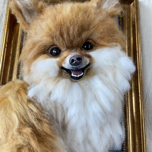 ポメラニアン 愛犬 羊毛フェルト 額 プレゼント 羊毛犬 羊毛