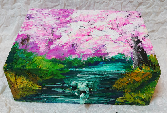 油絵 絵画 桜ボックス 2枚目の画像