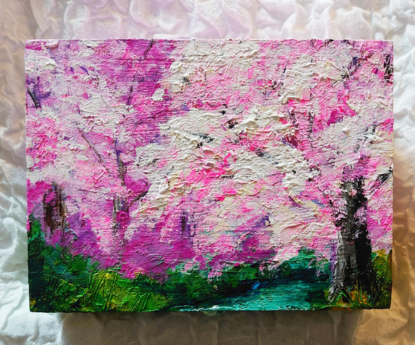 油絵 絵画 桜ボックス 絵画 HR 通販 13345378｜Creema(クリーマ)