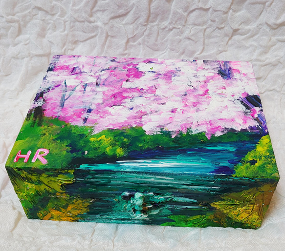 油絵 絵画 桜ボックス 3枚目の画像