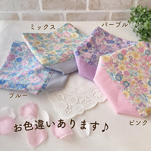 お弁当袋｜小花&リボン_ピンク｜裏も可愛いフリル巾着袋｜入園・入学